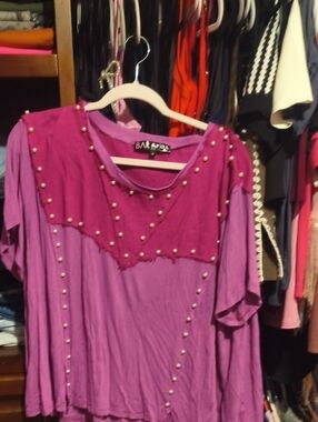 Purple Studded Scoop Neck Women's Top Pol X Alexa Rae